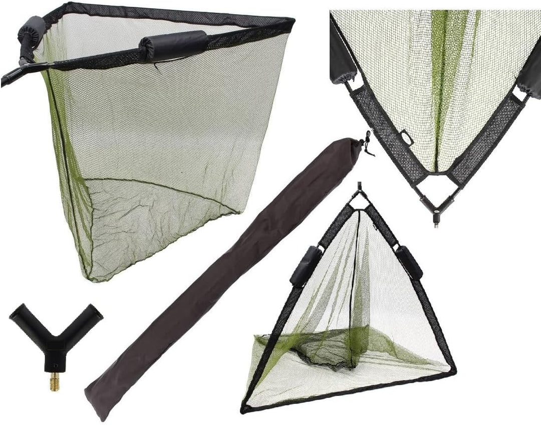 Grossfischkescher Karpfenkescher Kescherkopf 128x128cm mit Auftriebshilfe grün