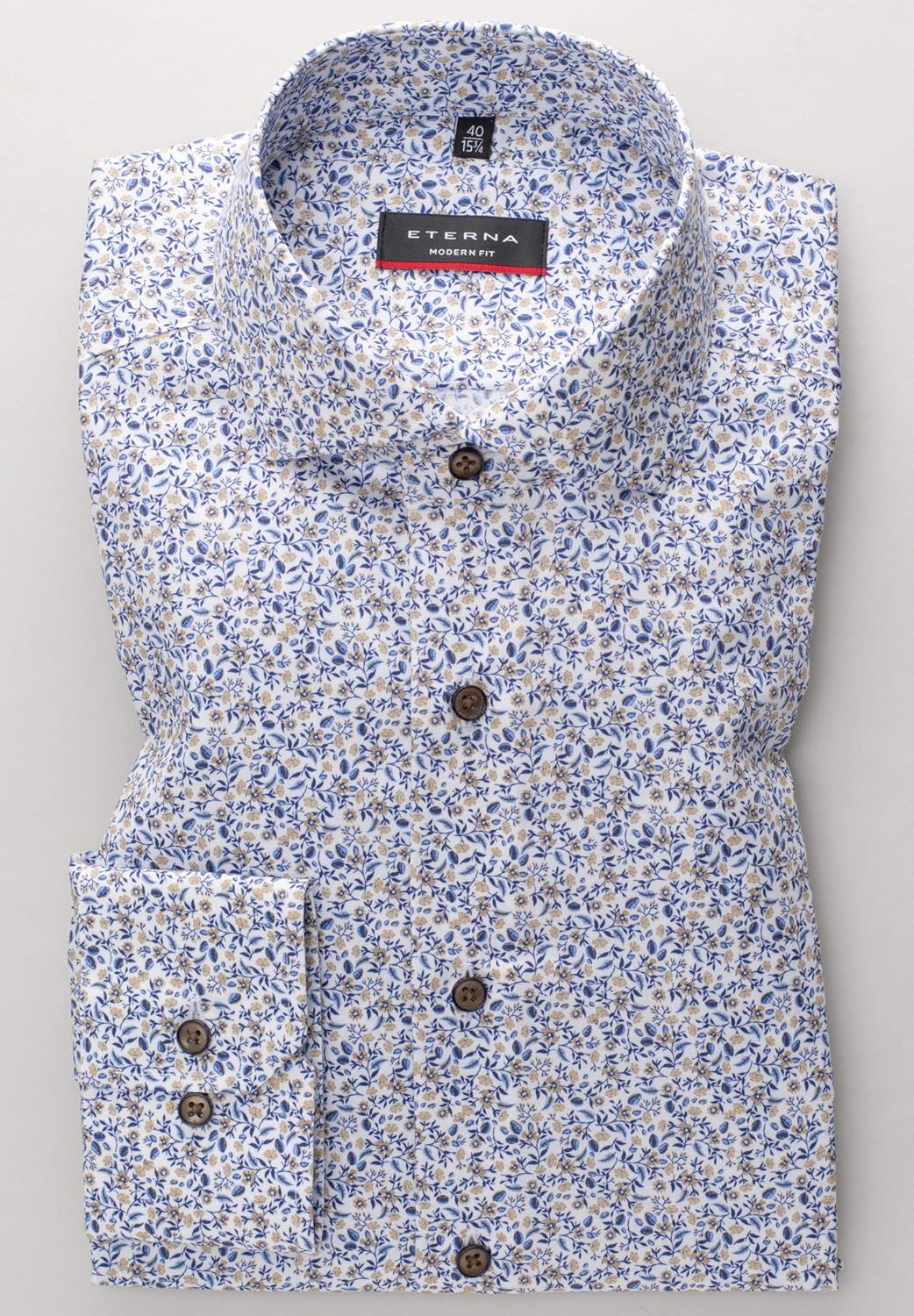 eterna Langarm Hemd Modern Fit Twill Bedruckt