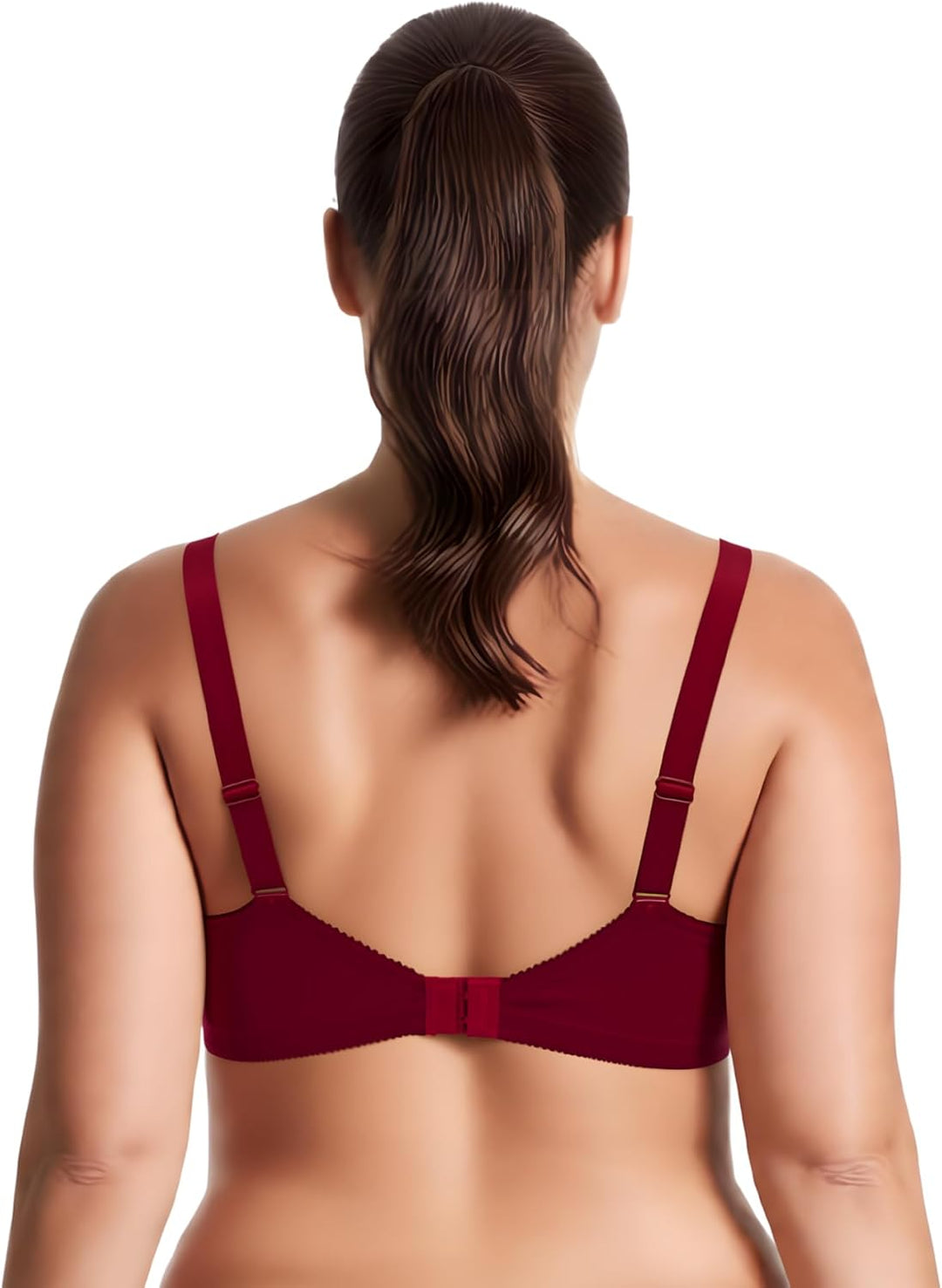 Curve Muse Damen Übergrösse Minimizer Ungefüttert Kabellos Spitze Vollständige Abdeckung BHS 75B Rot