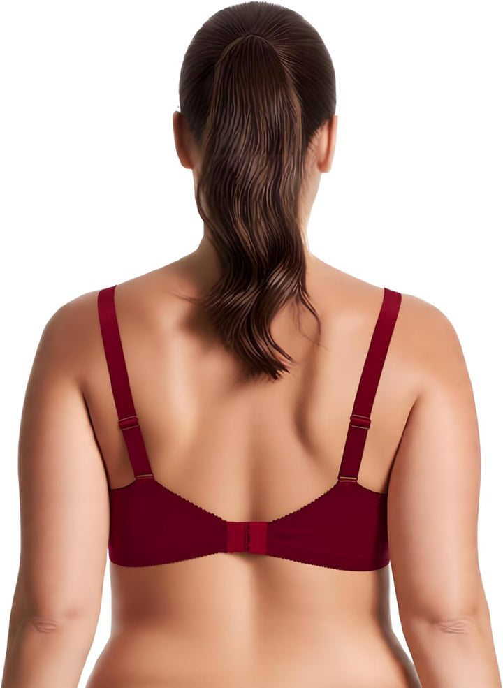 Curve Muse Damen Übergrösse Minimizer Ungefüttert Kabellos Spitze Vollständige Abdeckung BHS 75B Rot