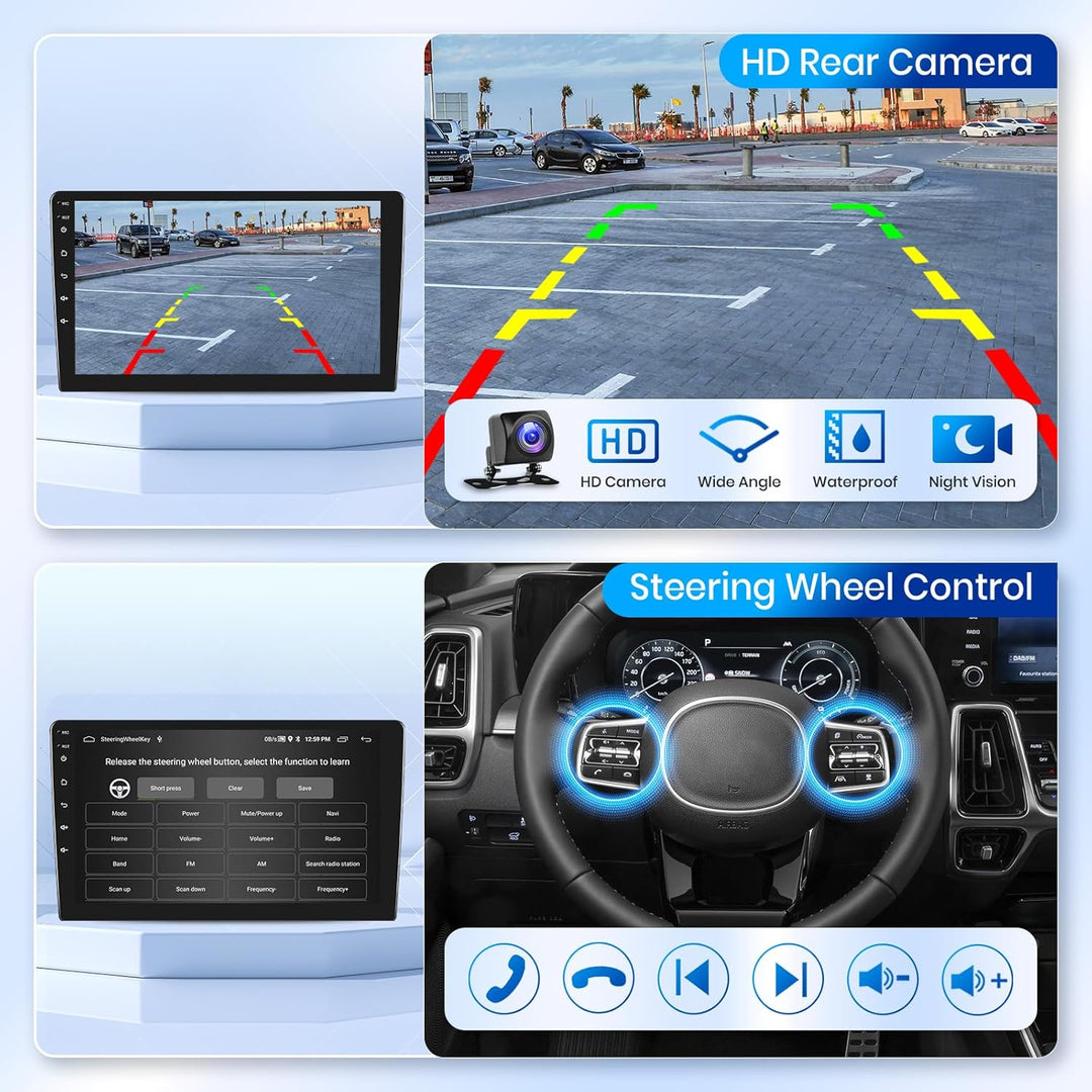 Podofo Carplay Autoradio für Peugeot 107/Citroen C1/Toyota Aygo, 10.1“ Touchscreen Autoradio 2G+64G