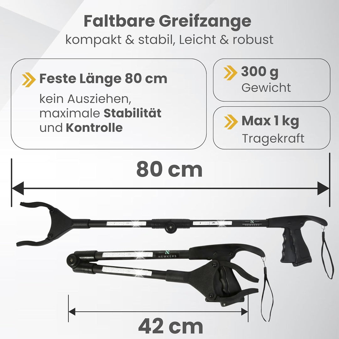 Greifzange für Senioren [80 cm] faltbarer Greifer zum aufheben | Reacher aus Aluminium | Müllzange 3