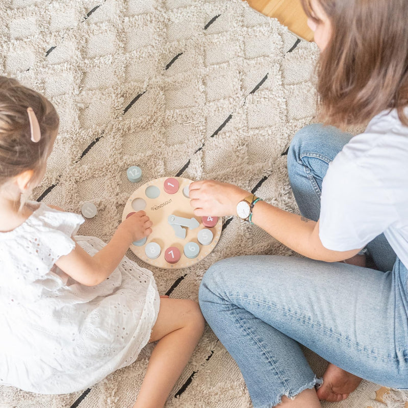 Kindsgut Lernuhr, Lernspielzeug aus Holz für Kinder, Unisex, Zahlen 1-12 und 13-24, spielerisch Lern