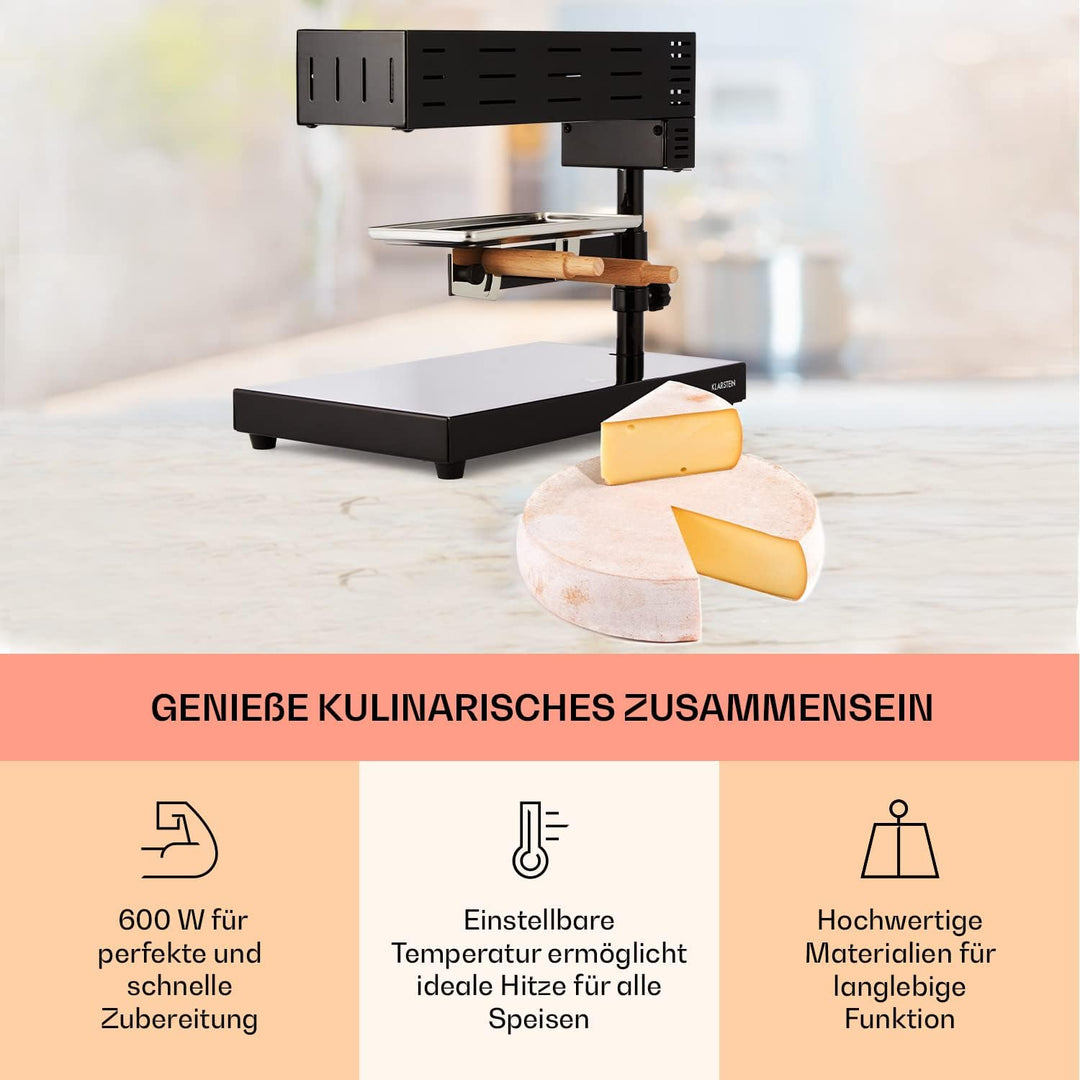 Klarstein Appenzell 2G Schweizer Raclette Grill - Käse-Raclette, Tischgrill, Standgerät, traditionel