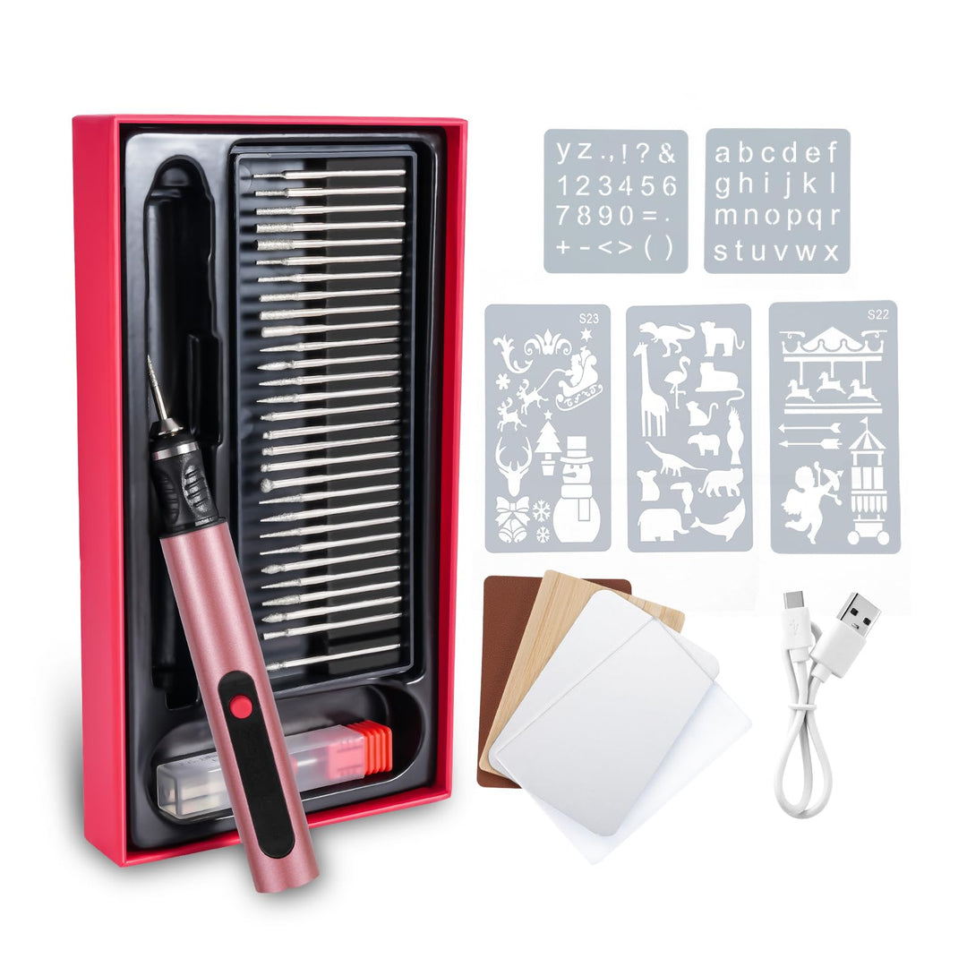 Elektrisches Graviergerät für Glas & Holz, Glasgravur Set zum Gläser Gravieren, Mini Fräser Gravurse