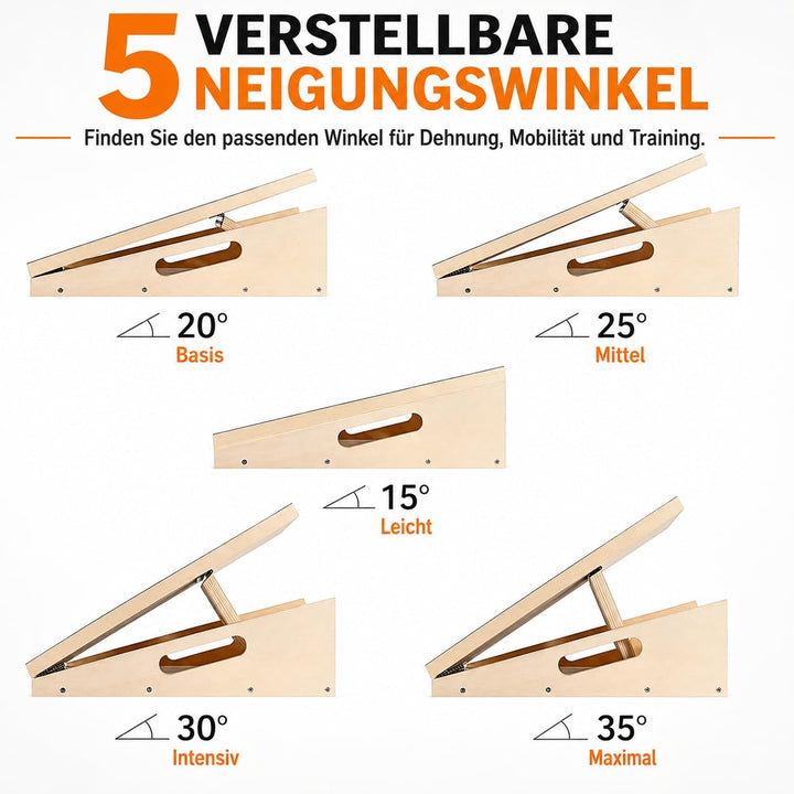Professionelles Schrägbrett aus Holz, verstellbares Neigungsbrett und Wadendehner, Stretch-Brett - e