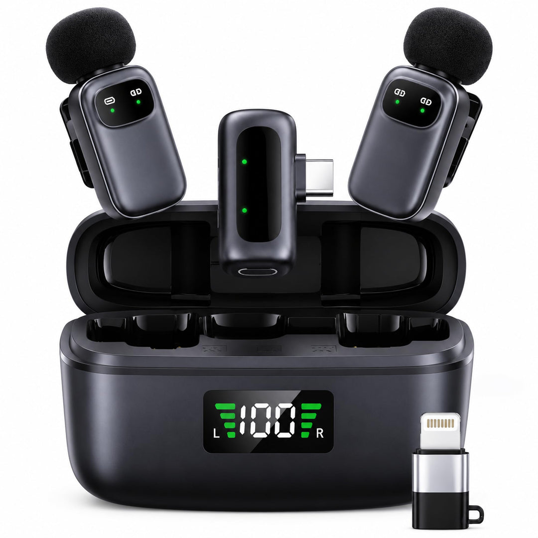 Mini Wireless Lavalier Mikrofon für iPhone/Android, Ansteckmikrofon mit Rauschunterdrückung, AI Voic