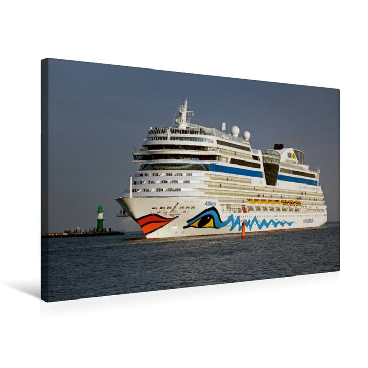 Premium Textil-Leinwand 75 x 50 cm Quer-Format Aida Stella in der Hafeneinfahrt Warnemünde | Wandbil