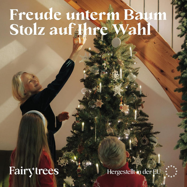 FAIRYTREES künstlicher Weihnachtsbaum FICHTE Natur, grüner Stamm, Material PVC, inkl. Holzständer, 1