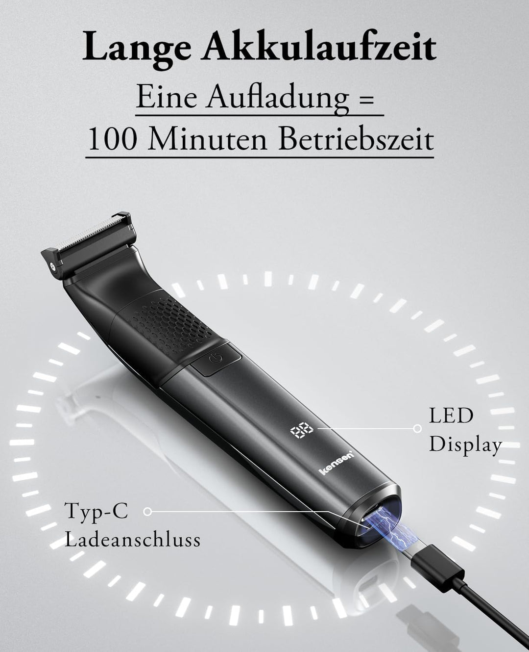 Intimrasierer Mann, kensen 2 in 1 Rasierer Herren Intimbereich Wasserdicht Körperrasierer Herren Typ
