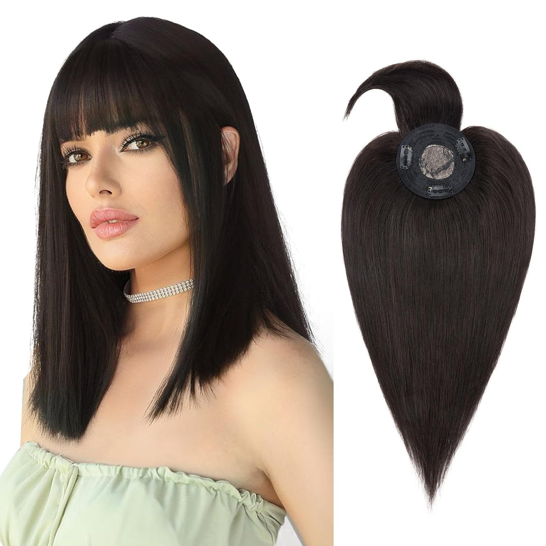 30cm Clip in Extensions Echthaar Haarteile Echthaar Weich Natürlich Glatt 1B