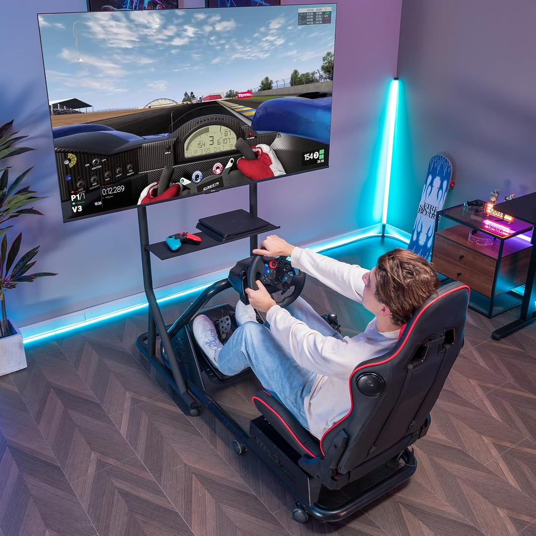 GTPLAYER Rennsimulator Monitorhalterung höhenverstellbar mit Rollen für 32-65 Zoll Fernseher & Monit