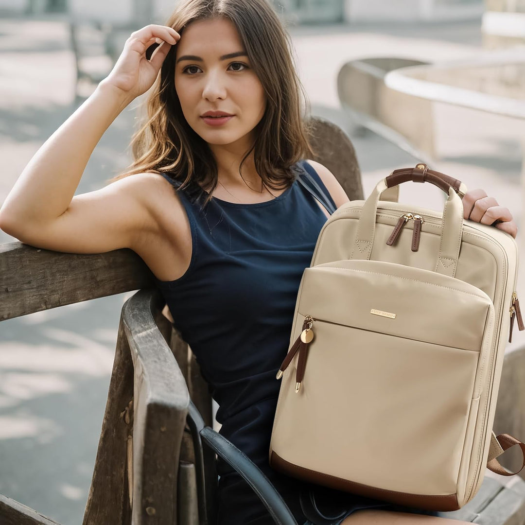 Rucksack Damen 15,6 Zoll, Elegant Schultertasche Gross Casual Daypack Klein Laptop Backapck mit Lapt