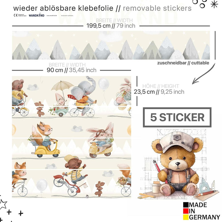 WANDKIND Aufkleber für IKEA KURA Kinderbett Hochbett Klebefolie Möbelfolie Sticker Kinderzimmer fröh