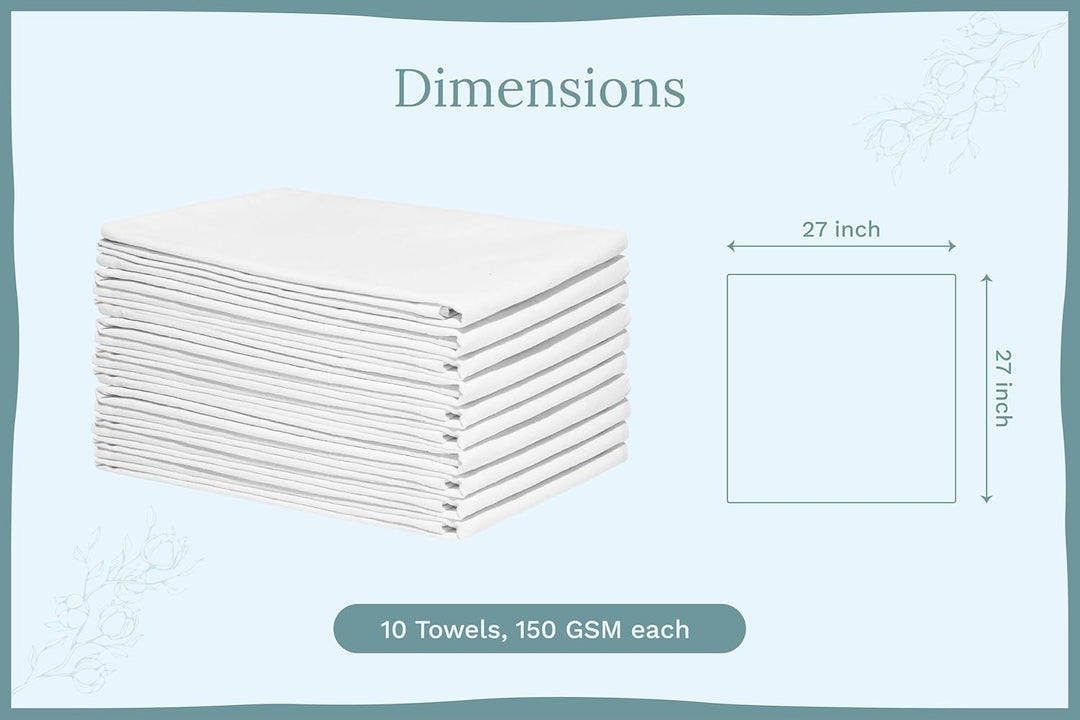 Organic Flour Sack Kitchen Towels - 10 Pack GOTS Certified White Dish Towels - Premium Quality White
