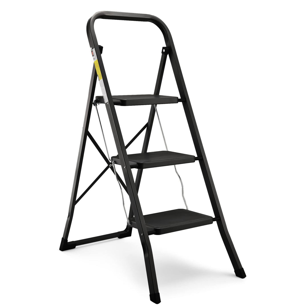 HBTower Leiter 3 Stufen Klappbar, Trittleiter mit Anti-Rutsch-Pedal, 20 cm breite Stufen, 150KGS Kap