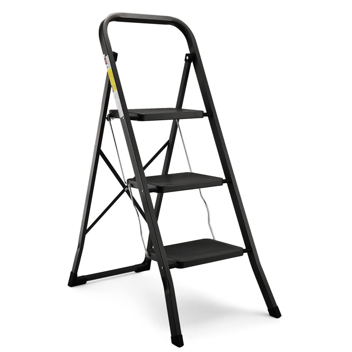 HBTower Leiter 3 Stufen Klappbar, Trittleiter mit Anti-Rutsch-Pedal, 20 cm breite Stufen, 150KGS Kap