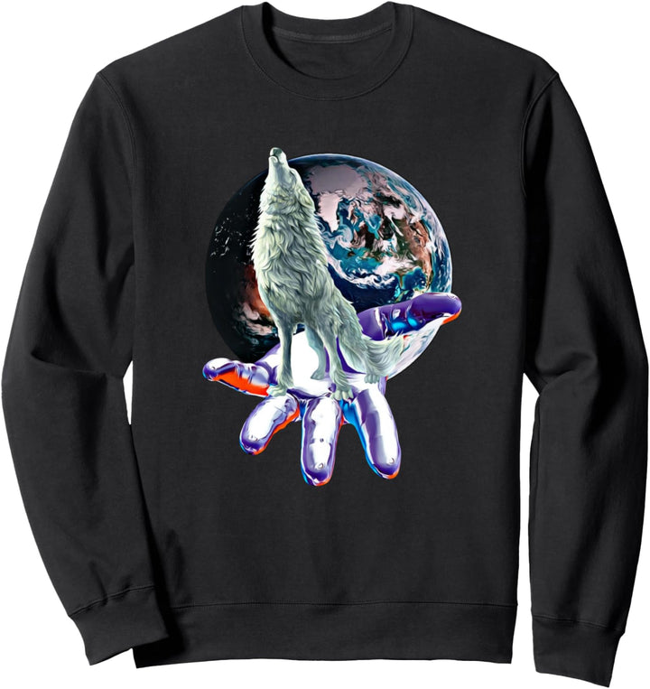 Wolf Motiv Mond Wölfe Sweatshirt