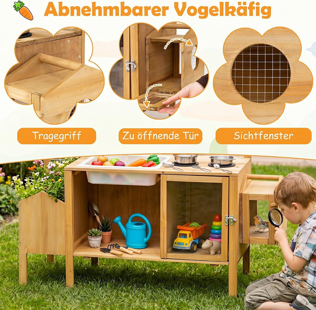 COSTWAY Matschküche Kinder Outdoor, Spielküche mit Wassertank, Spüle