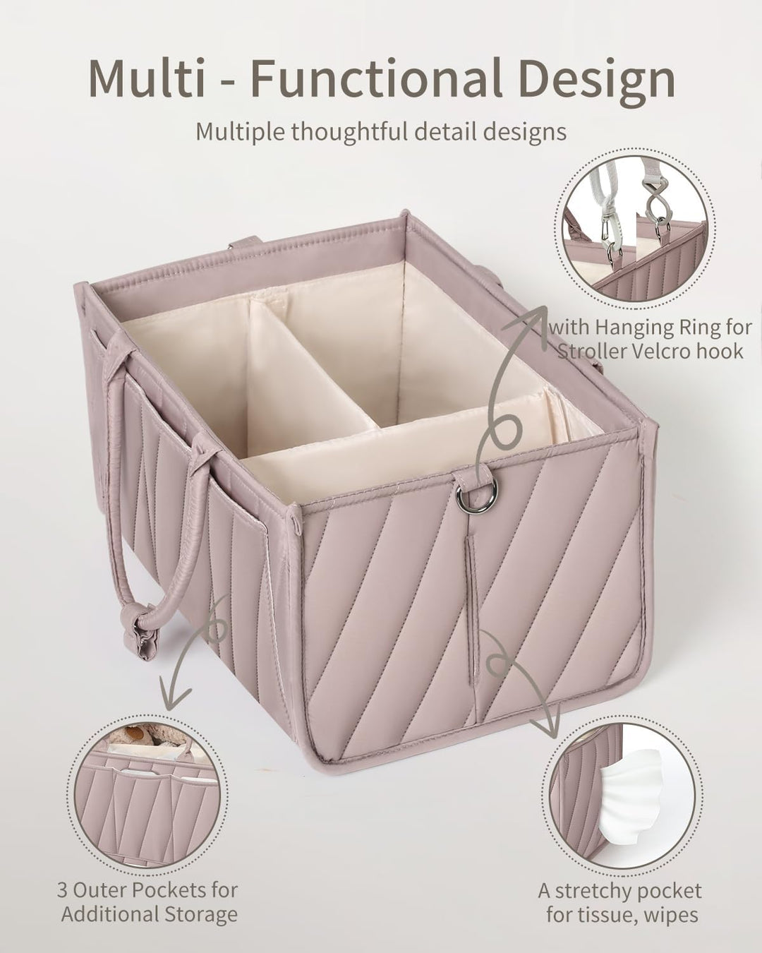 mliinjoy Multifunktionaler Polyesterstoff Aufbewahrungsbox Organizer für Windeln Babyartikel Wochenb