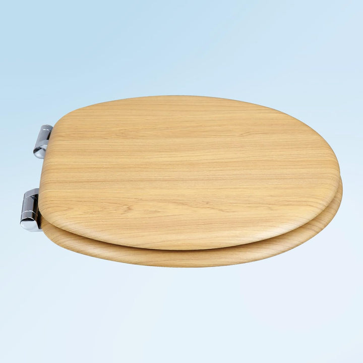 WC-Sitz mit Absenkautomatik, Toilettendeckel aus stabilem MDF-Holzkern, Verstellbare Scharniere aus