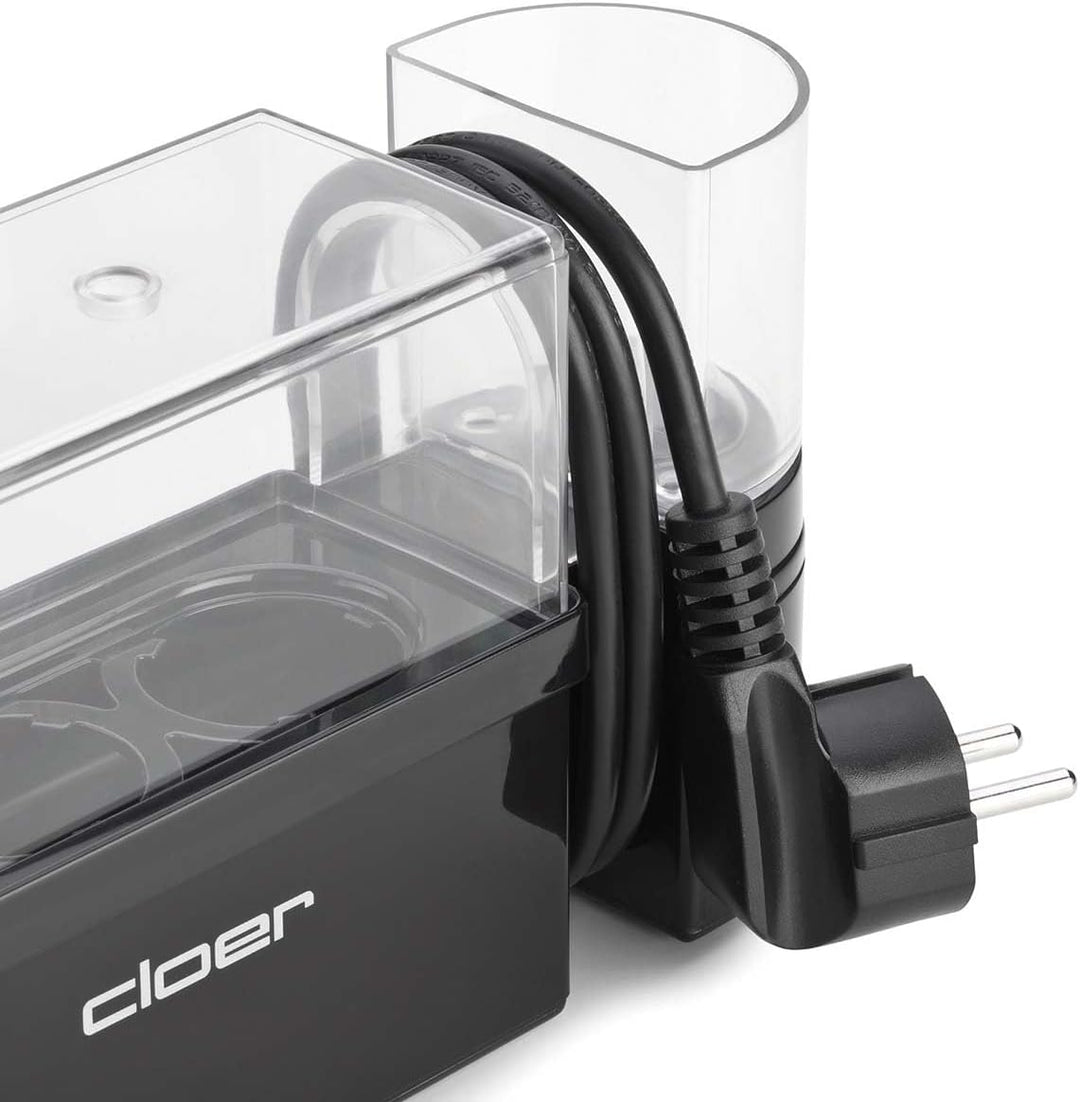 Cloer 6020 Eierkocher, bis zu 3 Eier, herausnehmbarer Eierträger, Servierfunktion, 300 Watt, Kunstst