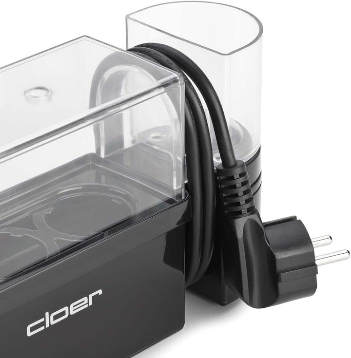 Cloer 6020 Eierkocher, bis zu 3 Eier, herausnehmbarer Eierträger, Servierfunktion, 300 Watt, Kunstst