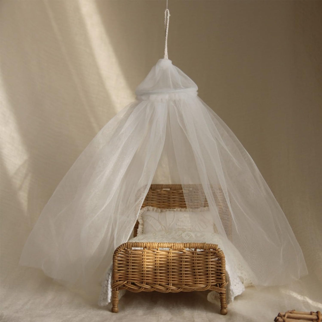 1:12 Puppenhausmöbel Bett Vorhang, Miniatur Schlafzimmer Zubehör Vorhänge Deko für Puppenhaus
