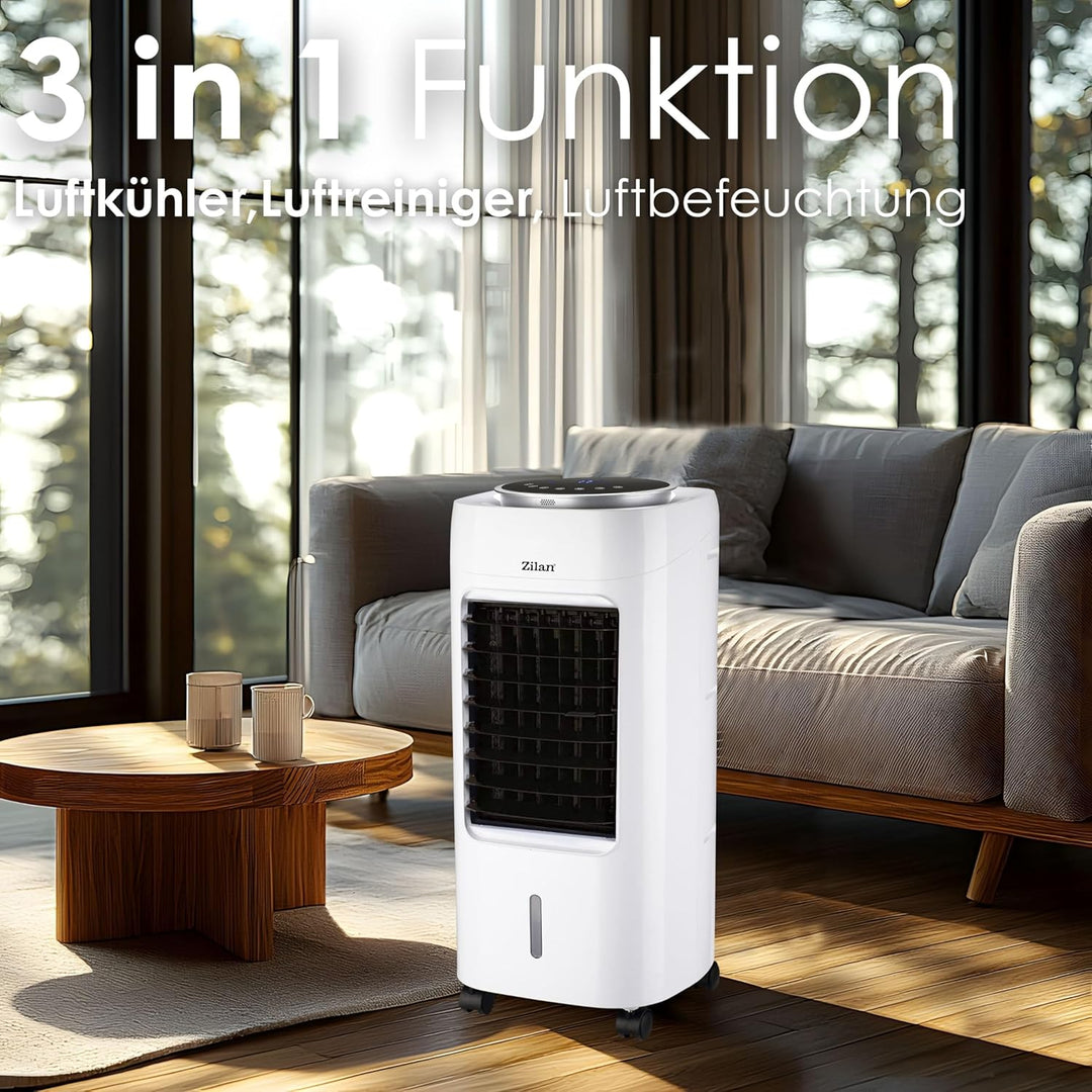 3in1 Standventilator mit Wasserkühlung sehr leise - Mobile Klimaanlage ohne Abluftschlauch -Verdunst