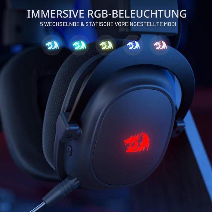 Redragon H510 Zeus-X RGB Kabelloses Gaming-Headset – 7.1 Surround Sound – 53 mm Audio-Treiber-Ohrpol