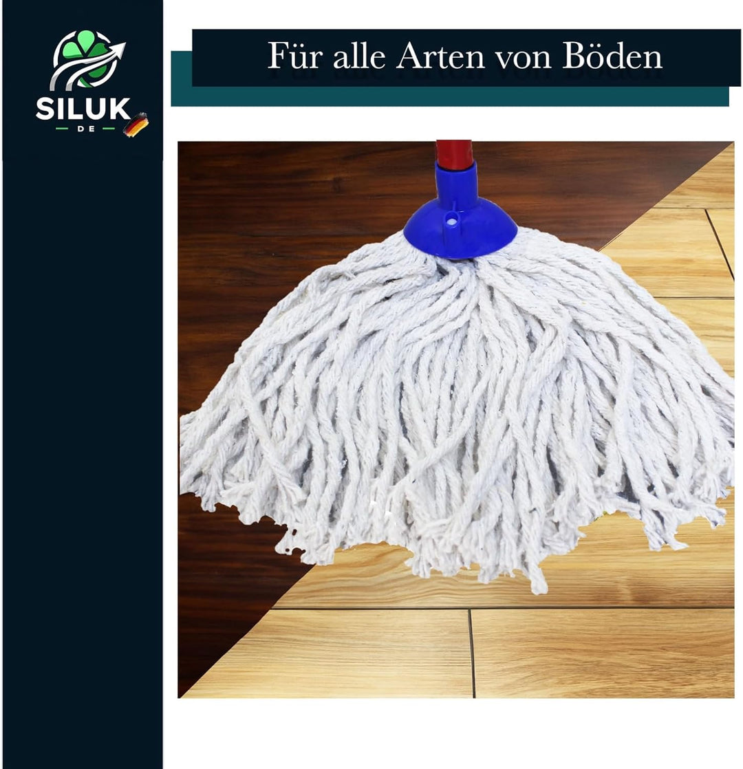 6 x Ersatzkopf für Leifheit Classic Mopp für Alle Flecken Entfernen Boden (Baumwoll_Schnüren), Baumw