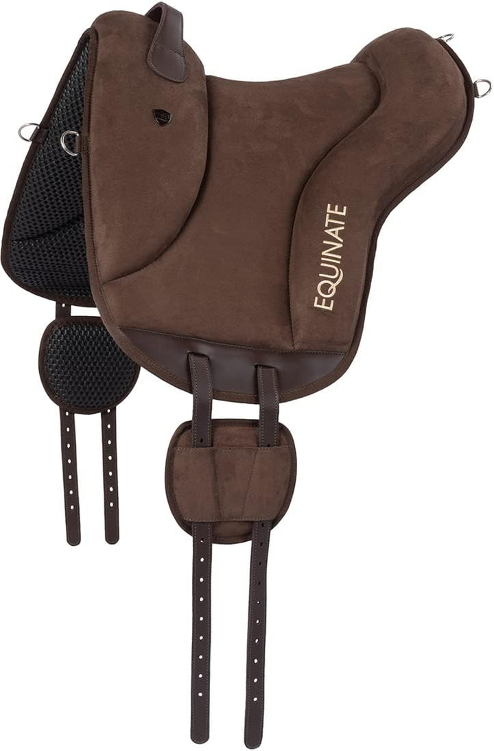 Equinate Reitpad Newfield aus synthetischem Wildleder Pony Braun - Bareback Pad mit pflegeleichter N