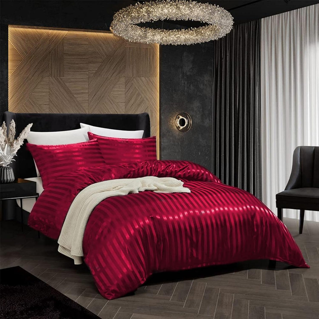 Tospass Sommer Satin Bettwäsche 200x200 cm Rot Glatt Weinrot Bettwäsche Set Luxus Seide Deckenbezug