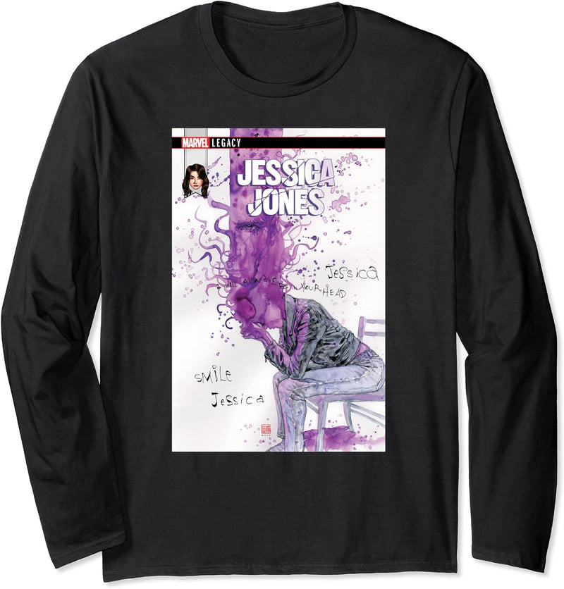 Marvel Jessica Jones Water Color Drips Comic Cover Langarmshirt