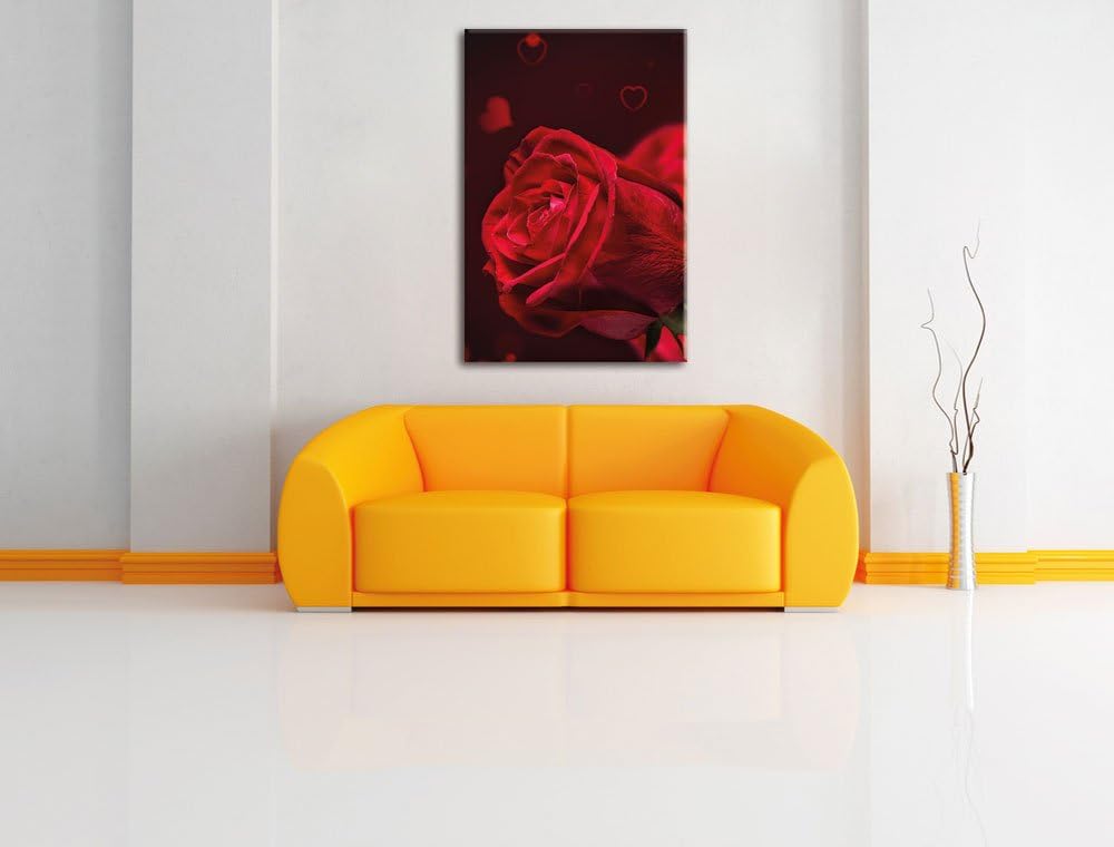 Rote Rosen Valentinstag, Format: 100x70 auf Leinwand, XXL riesige Bilder fertig gerahmt mit Keilrahm