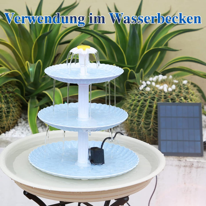 AISITIN DIY Deko Brunnen,Vogeltränke Sets mit 3,5W Solar Springbrunnen, 3 stufige Vogelfütterer für