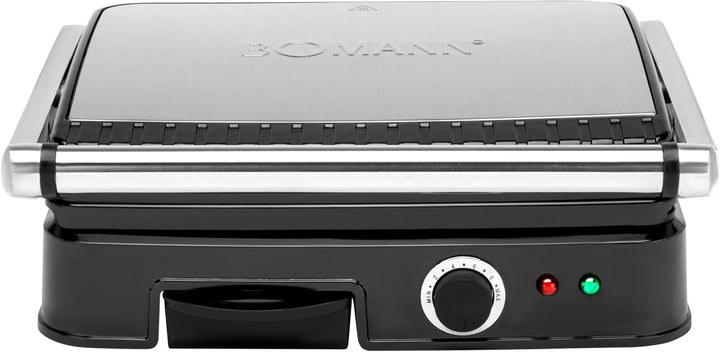 Bomann Kontaktgrill | beidseitiges fettfreies Grillen | 2000W | antihaftbeschichtete Grillplatten |