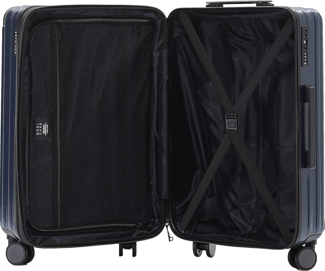 Münicase M816 TSA-Schloss, Dehnungsfuge, Teleskopgriff, Reisekoffer mit 4 Rollen, Hartschale, Kabine