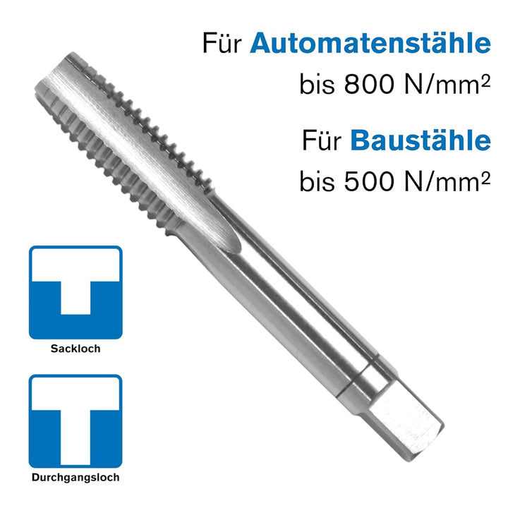 GSR PROFI Gewindebohrer Satz Zoll UNC 3/8" x 16 HSSG Stativgewinde, Geschliffen, HSSG Metallbohrer S