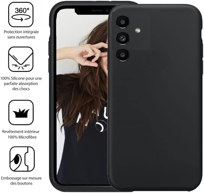 JAYM - Coque Silicone Premium Noire pour Samsung Galaxy A12-100% Silicone et Microfibre - Renforcée