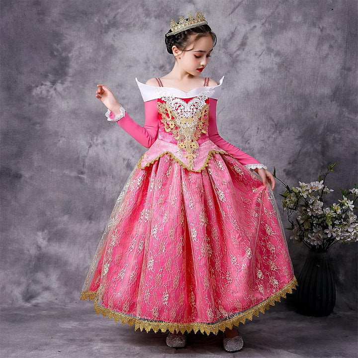 KANDEMY Mädchen Prinzessin Aurora Kostüm Kinder Dornröschen Kleid Karneval Kostüme für Fasching Part