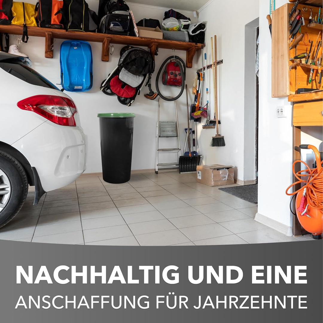 Mülleimer 60l mit geruchsdichtem Deckel (Grün), Gelber Sack Ständer, Made in Germany, Müllsackstände