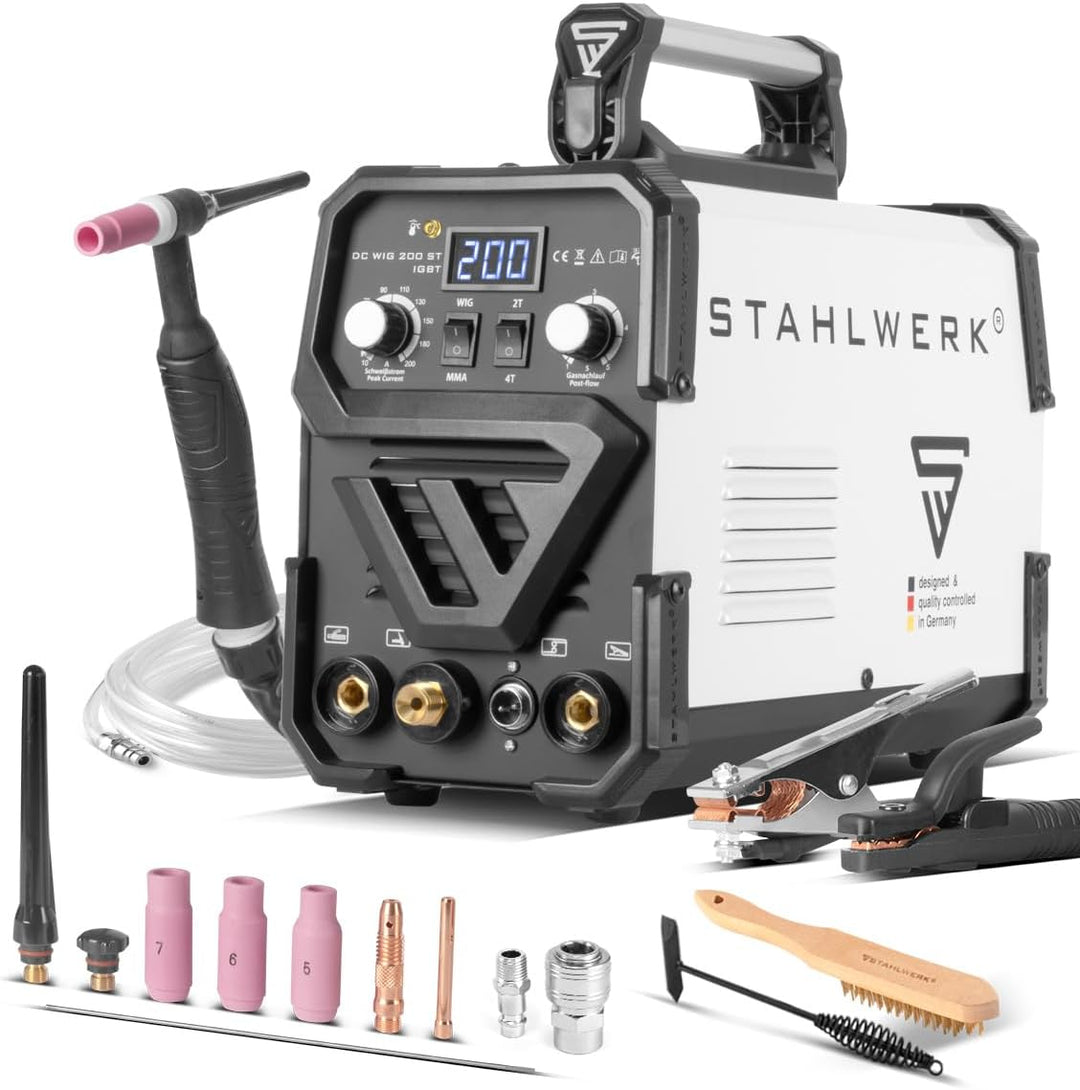 STAHLWERK DC WIG 200 ST IGBT - Kombi WIG Schweissgerät mit 200 Ampere und MMA E-Hand, 7 Jahre Herste