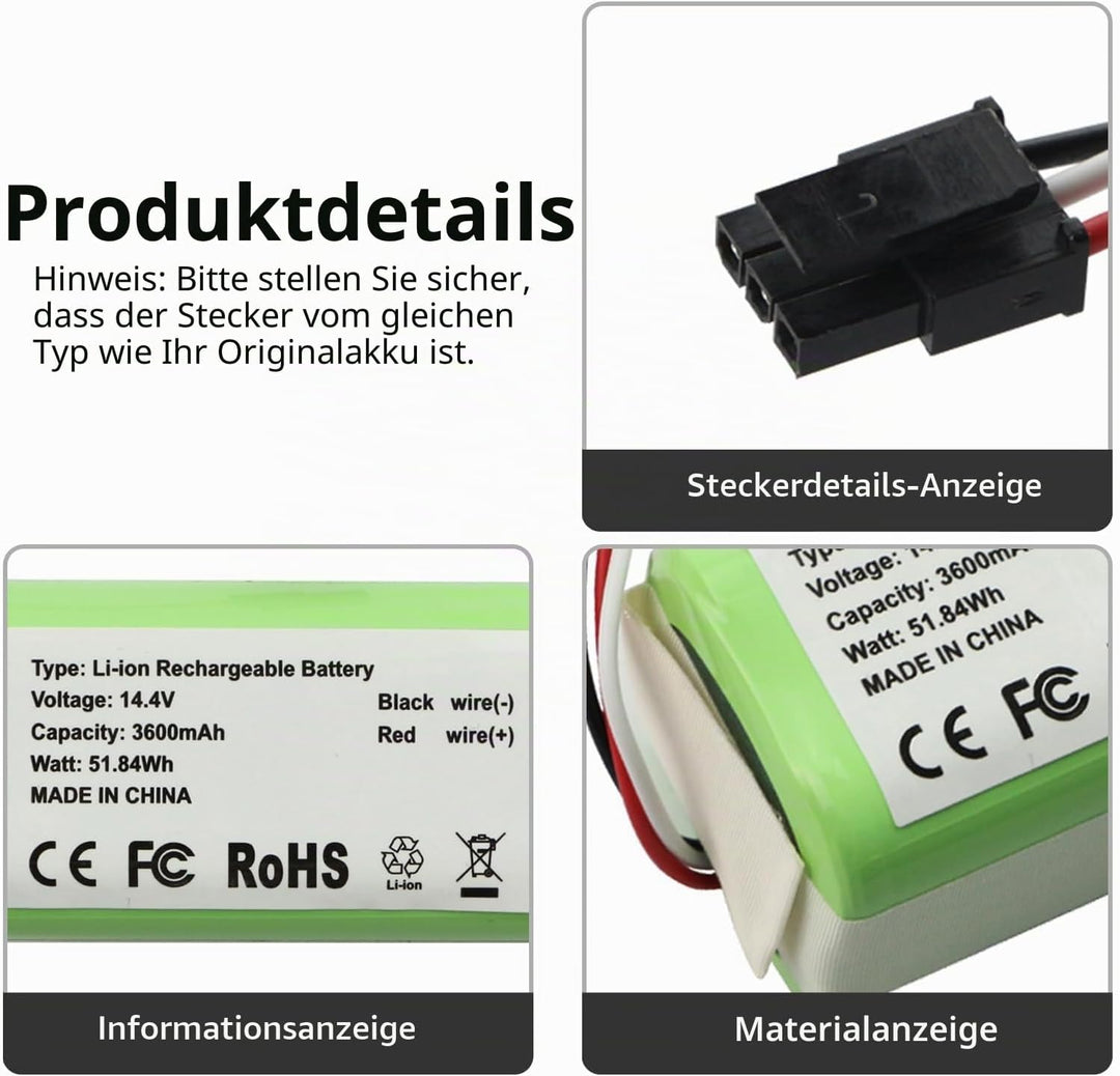 K KYUER 3600mAh Staubsauger Akku Kompatibel mit Qihoo 360 S5 S7 S7 Pro 360 T90 X9 Roboter Vacuum Cle