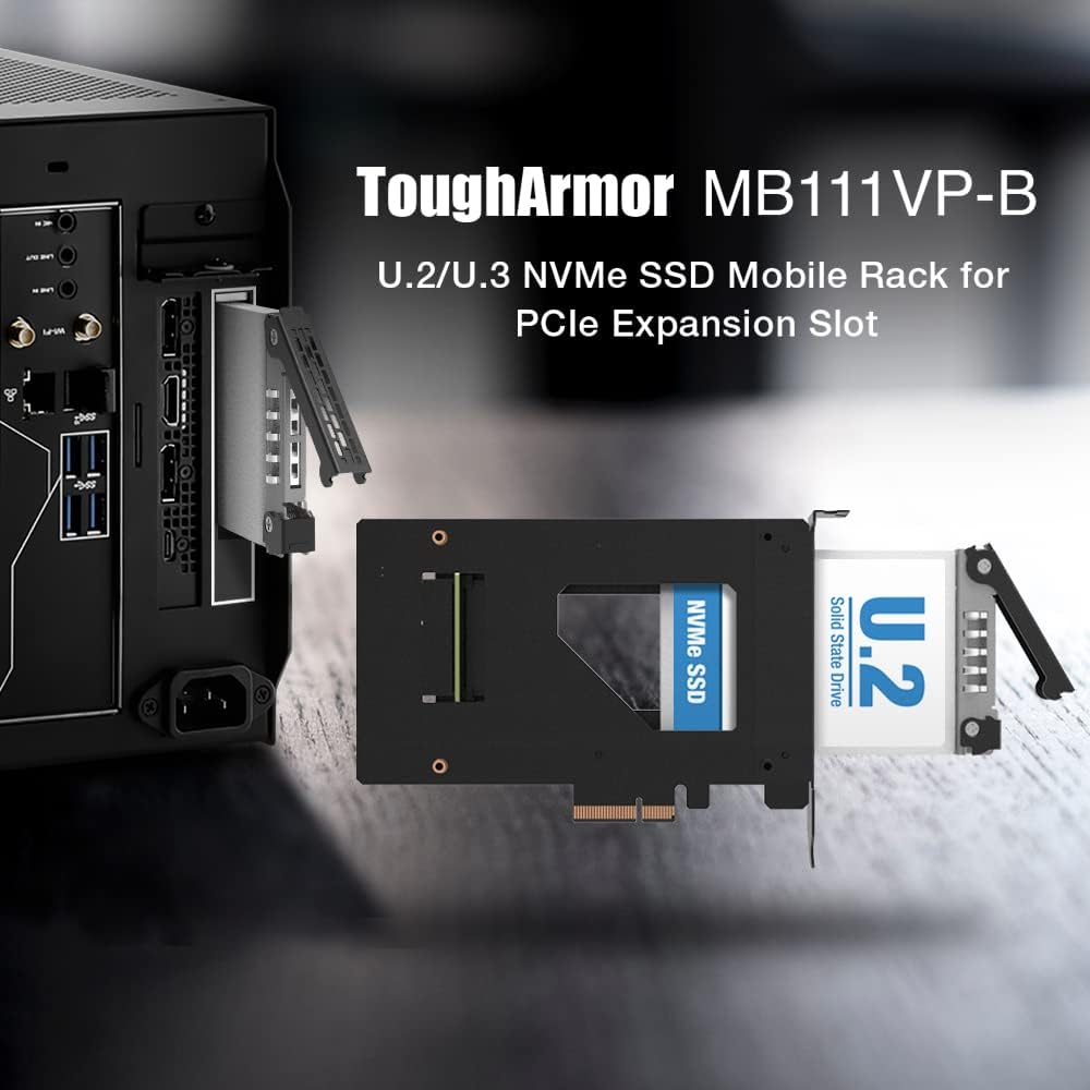 ICY DOCK ToughArmor MB111VP-B - Wechselrahmen-Adapterkarte für 1x U.2/U.3 NVMe SSD in einem PCIe 4.0