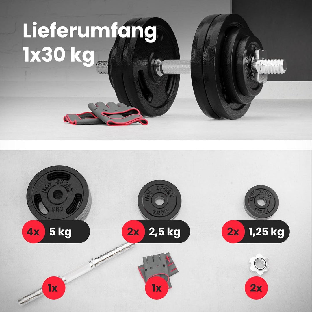 Hop-Sport Guss Kurzhanteln Hantel Set Hanteln 10kg 15kg 20kg 30kg 40kg 60 kg Gewichte 1 x 30 kg, 1 x