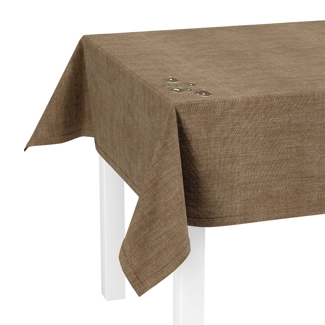 LILENO HOME Tischdecke abwaschbar [110x140cm] in Braun - Gesäumte Polypropylen Gewebe Tischdecke was