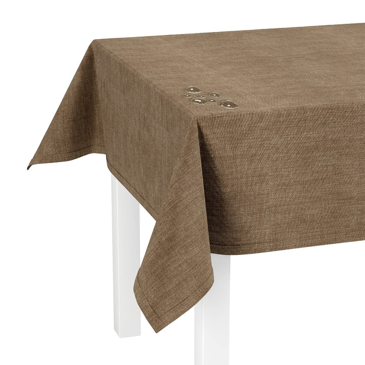 LILENO HOME Tischdecke abwaschbar [110x140cm] in Braun - Gesäumte Polypropylen Gewebe Tischdecke was