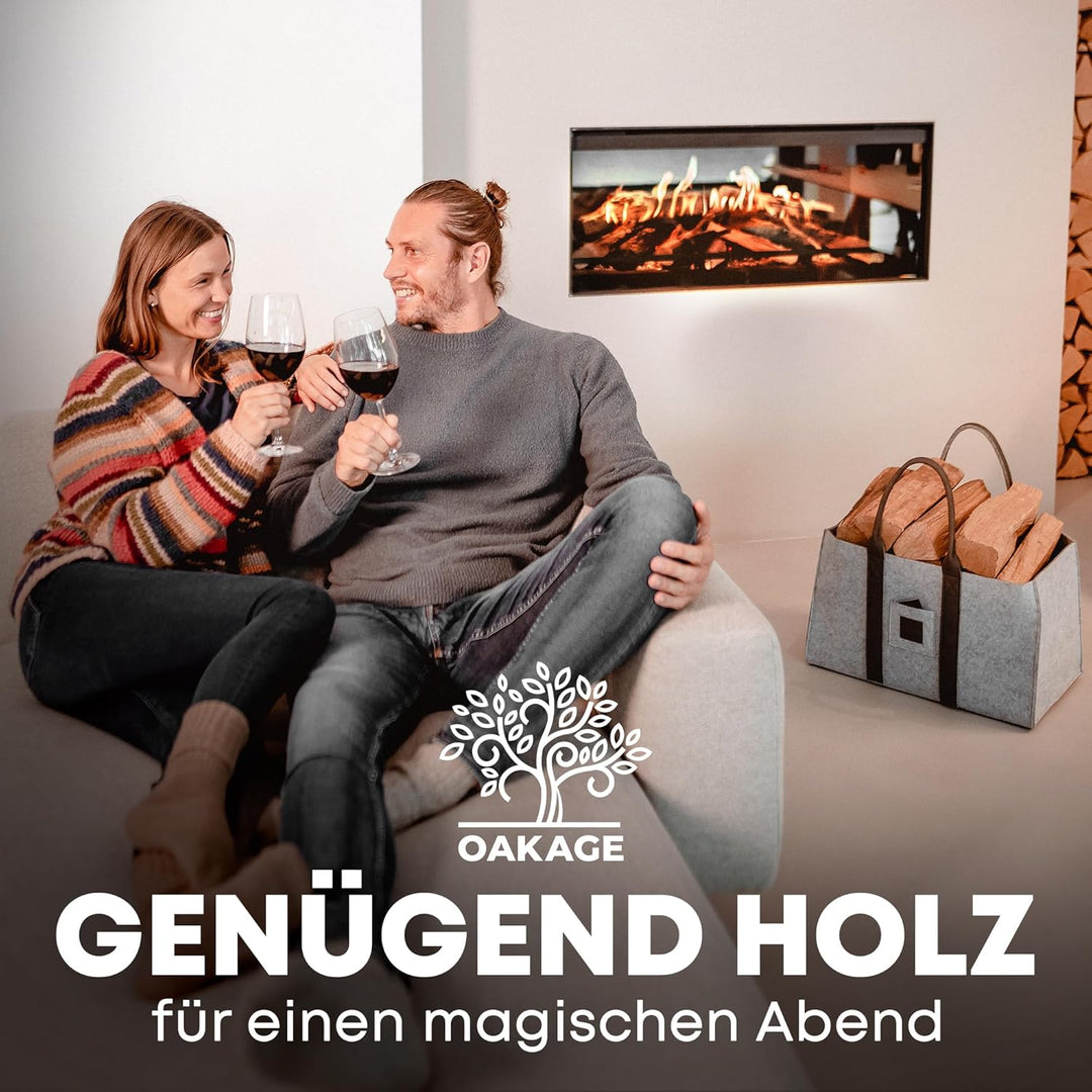 OAKAGE® Einkaufstaschen Faltbar [2er Set] Filztaschen Shopper Holzkorb für Kaminholz Gross Kaminholz