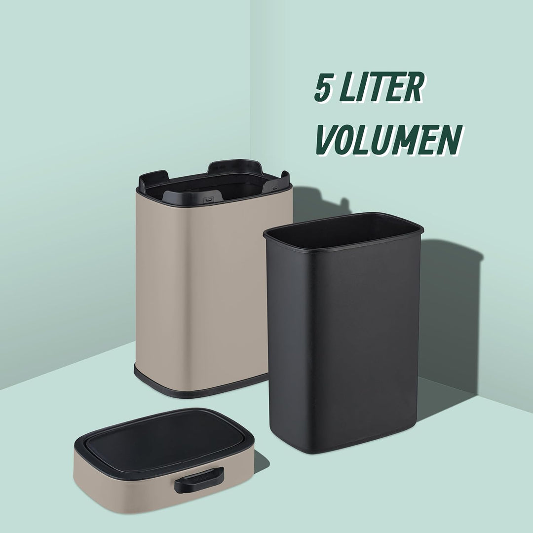 Relaxdays Küchenmülleimer 5 L, hängender Biomüllbehälter, Inneneimer, Aufhängung & Klebepads, Türmül